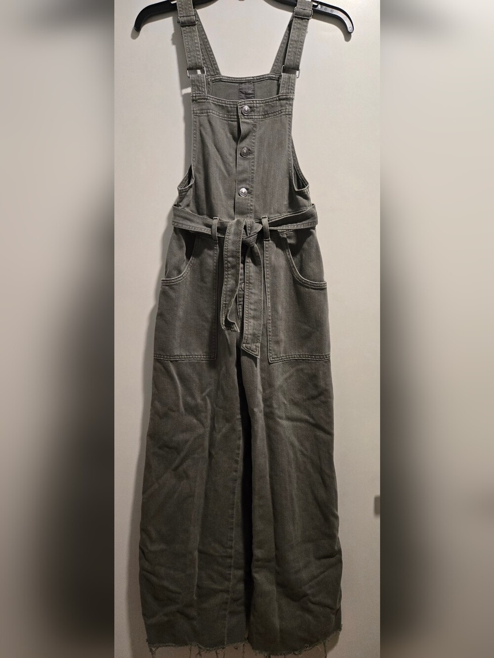 Aerie Green Denim Skater Pant Belted Overalls - Picture 5 of 11